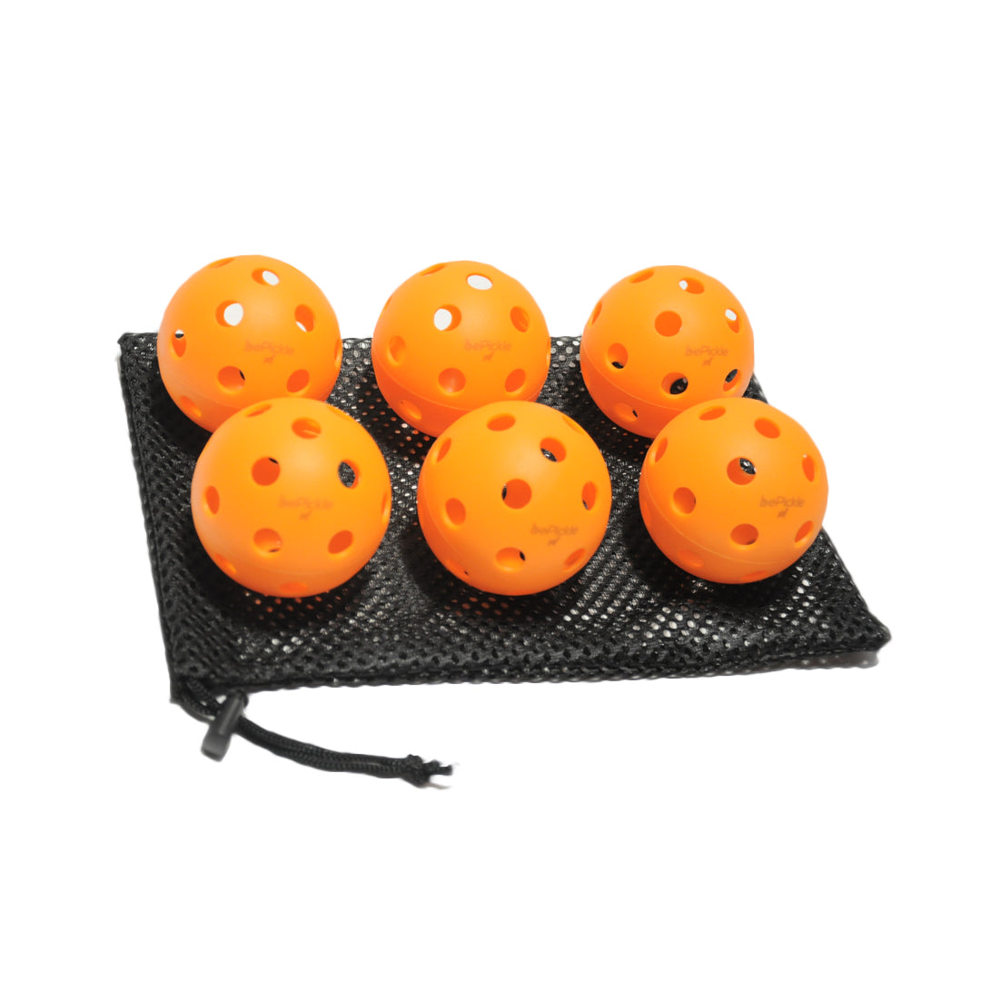 Set of 6 Indoor Pickleball Balls “Pickles Dog” | Orange
