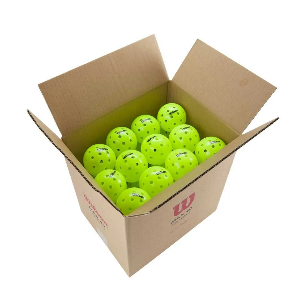 Wilson MAX 40 Outdoor Pickleball Container | 48 High-Visibility Yellow Balls