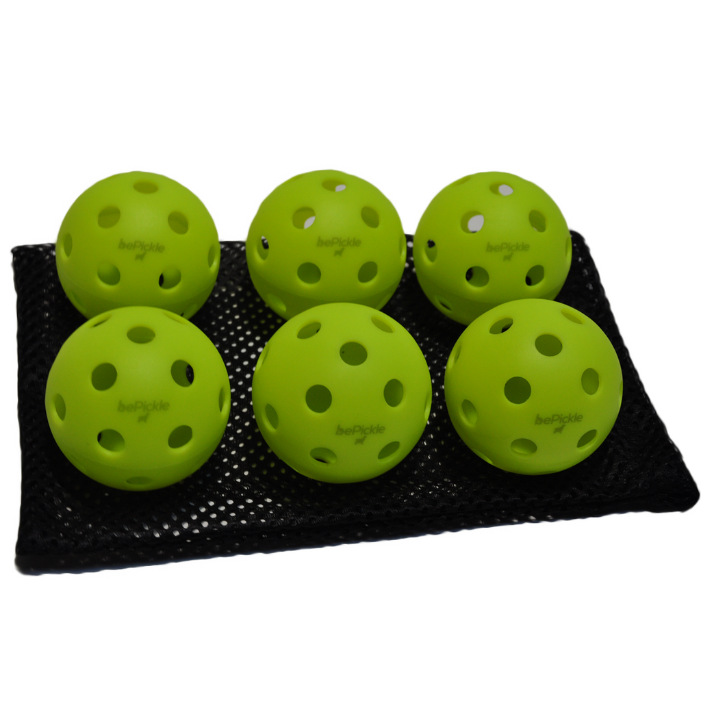 Set of 6 Indoor Pickleball Balls “Pickles Dog” | Green