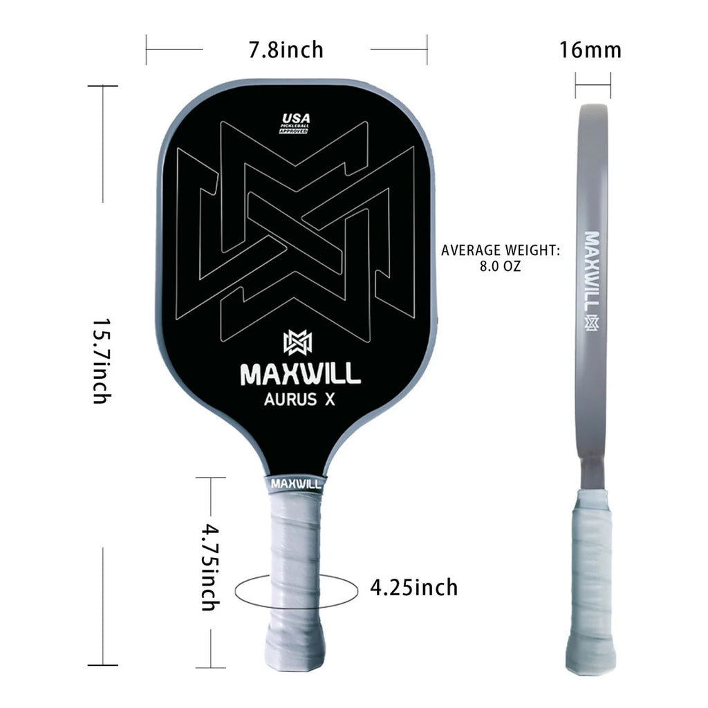 Maxwill Aurus X Black 16mm Pickleball Racket