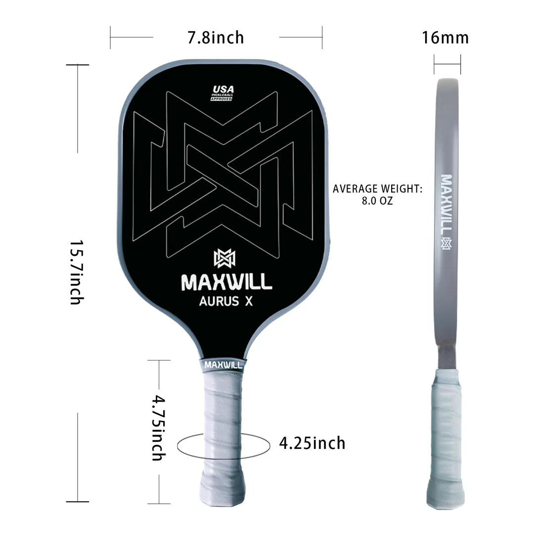 Maxwill Aurus X Black 16mm Pickleball Racket